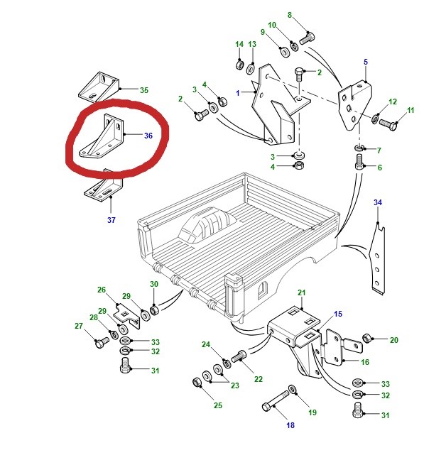 110 Rear Body Lower Mountings Hicap Pick Up N/S - Image 2